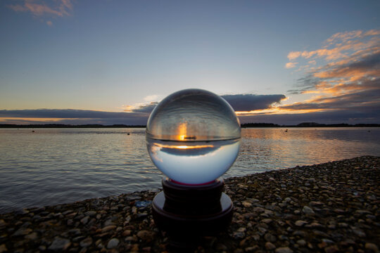 Sunset over the River Deben at Ramsholt in Suffolk, UK