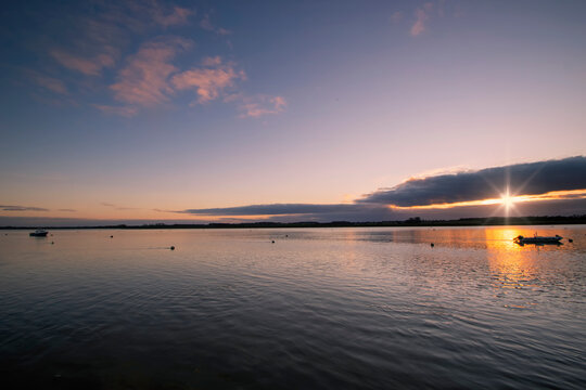 Sunset over the River Deben at Ramsholt in Suffolk, UK