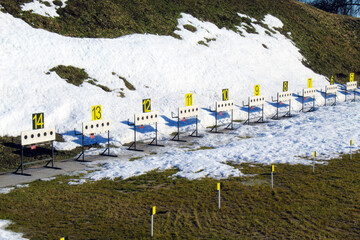 photo of the shooting range in biathlon with targets