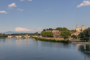 Fototapeta na wymiar Pont Saint Benezet, Pont d Avignon over the rhone river in the Provence in France, Europe