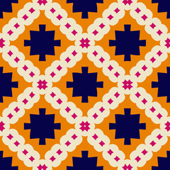 Seamless pattern with symmetric geometric ornament. 