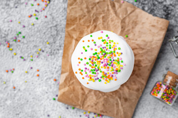 Easter Holiday cake and eggs colored festive mood traditional baked goods sweet dessert treat meal...