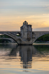 Obraz premium Pont Saint Benezet, Pont d Avignon over the rhone river in the Provence in France, Europe