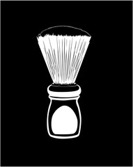 shaving brush white on black background
