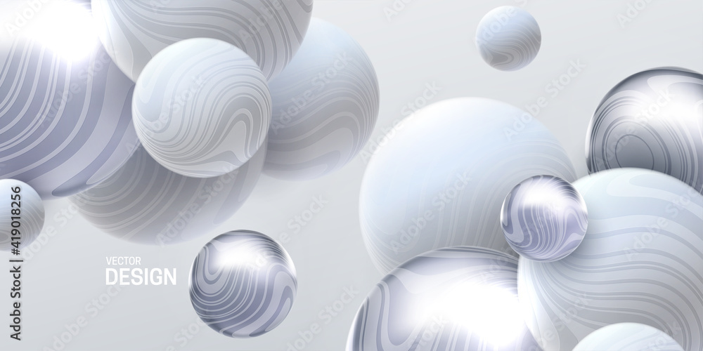 Aufkleber abstract background with 3d dynamic spheres