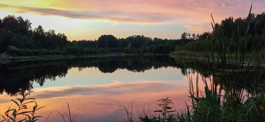 sunset over the lake
