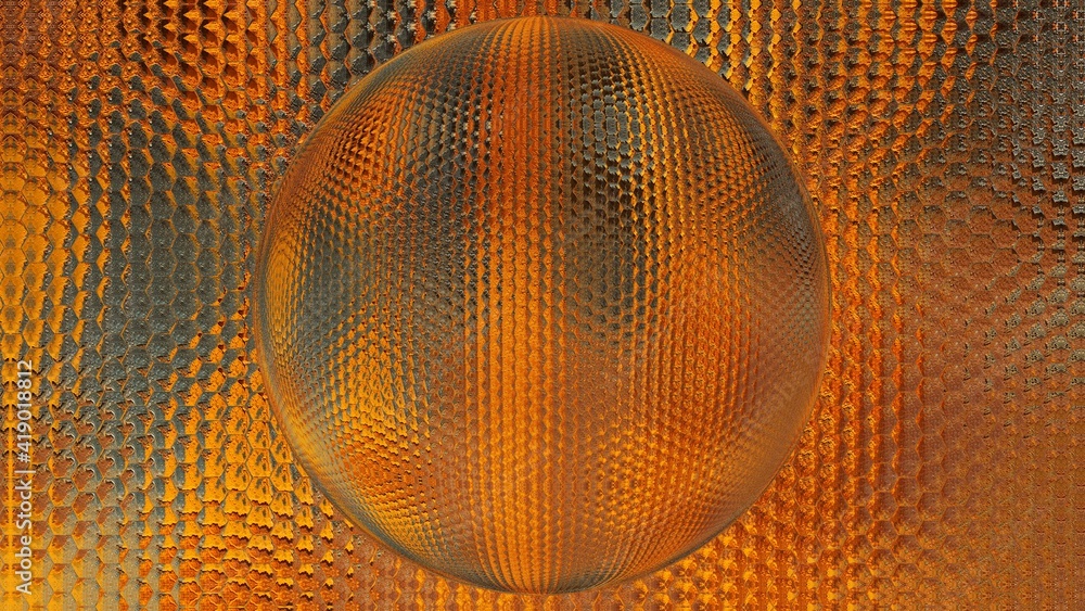 Poster closeup of extreme rust oxidation flakes and patterns in bright orange colour and golden yellow hexa