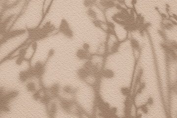 Abstract flower shadows on light brown color wall texture background.