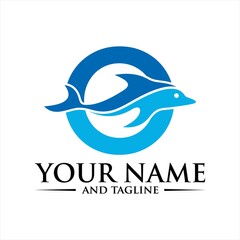 Dolphin Initial O Logo Template.