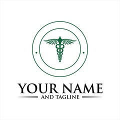 Caduceus - medical sign in different modern flat styles. Vector.