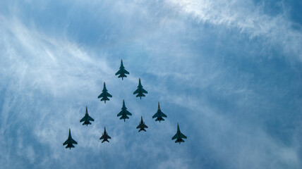 Airplanes flying in the sky