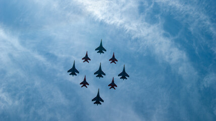 Airplanes flying in the sky