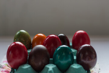 Easter eggs in diferent colours.