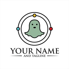Cute ghost icon isolated on black and white backgrounds. Halloween symbol. Spooky logo.