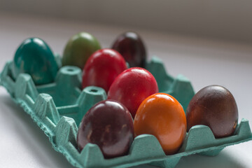Easter eggs in diferent colours.