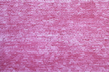 Pink new brick wall pattern background for architecture design, front or top view.