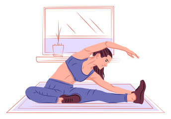 Obraz premium Vector yoga in shadow of sharp lines style