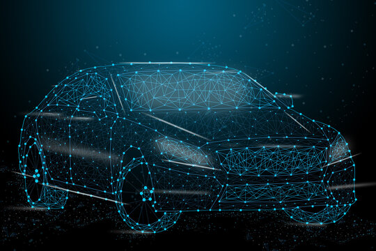 Abstract image of auto space, consisting of points, lines, and shapes, stars business.  - Powered by Adobe