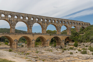 Fototapeta premium Pont du gard, famous old roman acqueduct, Nimes, France, Europe
