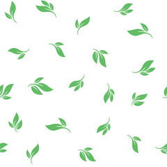 Leaves seamless pattern. Nature texture background. Leaf vector icon.