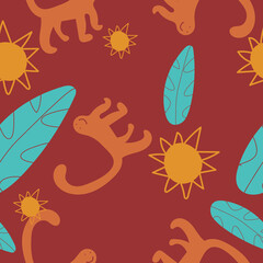 Monkey seamless pattern. Tropical background. Vector illustration