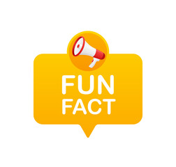 Fun fact. Badge with megaphone icon. Flat vector illustration on white background.