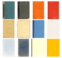 Fototapeta premium Paper and textile textures set. Blank retro pages and old book covers. Rough faded canvas surface. Perfect for background and vintage style design. Empty place for text.