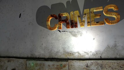Grunge crimes text on the wall 3d illustration