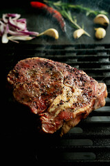Grilling rib eye steak at home