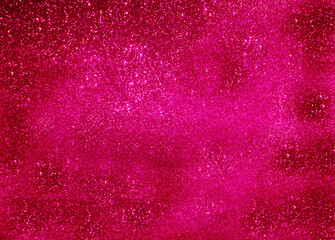 Fototapeta premium Abstract sparkling pink background with golden Christmas lights. Bokeh of Christmas garlands. The concept of the cover with glitter.