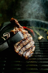 Grilling rib eye steak at home