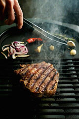 Grilling rib eye steak at home