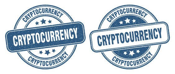 cryptocurrency stamp. cryptocurrency label. round grunge sign