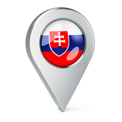 Fototapeta premium Map pointer with flag of Slovakia, 3D rendering