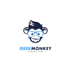 Geek Monkey Logo Symbol Design Template Flat Style Vector