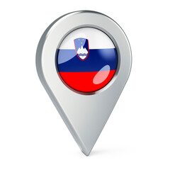 Map pointer with flag of Slovenia, 3D rendering