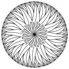 drawn mandala with an abstract flower in the middle for coloring on a white background, vector, coloring book pages