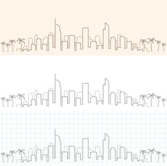 Gold Coast Hand Drawn Profile Skyline