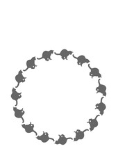 The frame on the vertical sheet of the A4 is made of cat silhouettes. Pets, cats.