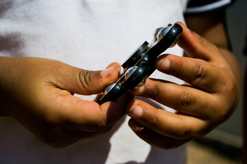 Little boy holding a toy 