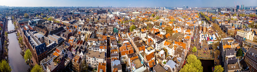 Fototapeta na wymiar Aerial view of old city of Amsterdam, Netherlands