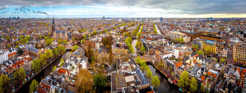 Aerial view of the central Amsterdam in the early spring, Netherlands © alexey_fedoren