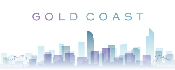 Fototapeta premium Gold Coast Transparent Layers Gradient Landmarks Skyline