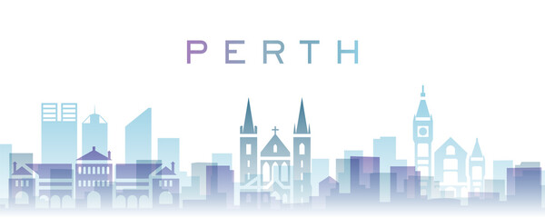 Perth Transparent Layers Gradient Landmarks Skyline - obrazy, fototapety, plakaty