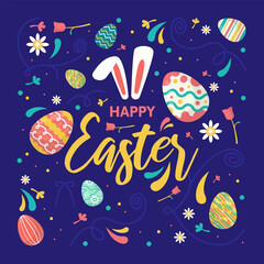 Happy easter day greeting card. Vector Illustration