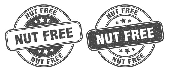 nut free stamp. nut free label. round grunge sign