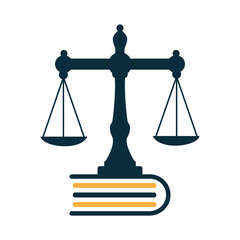 Law education logo design. Vector Libra and open book logo combination.