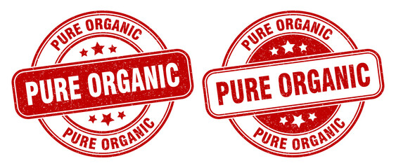 pure organic stamp. pure organic label. round grunge sign