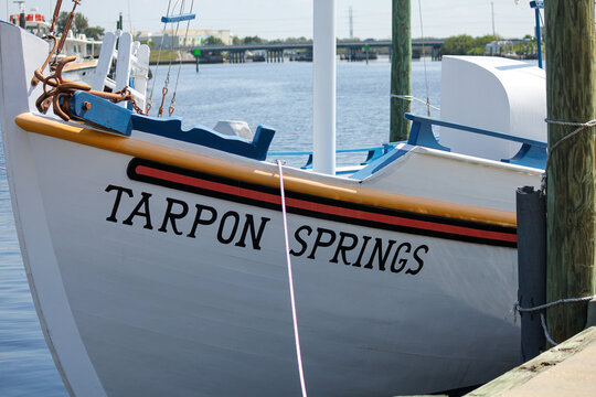 TARPON SPRINGS, FLORIDA/USA - APRIL 8, 2011: Tarpon Springs Is A Seaside City Tourist Destination On The Gulf Coast Of Florida Featuring Greek Culture, Food And The Sponge Diving Industry.