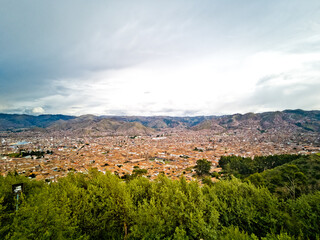 Fototapeta na wymiar Cusco city from cristo blanco and Saqsaywaman